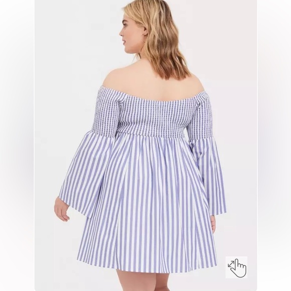 Torrid Blue Stripe Smocked Skater Dress - Picture 10 of 10
